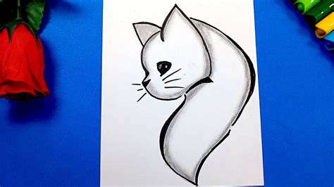 dibujo de gato a lapiz facil|como hacer un gato a lapiz.